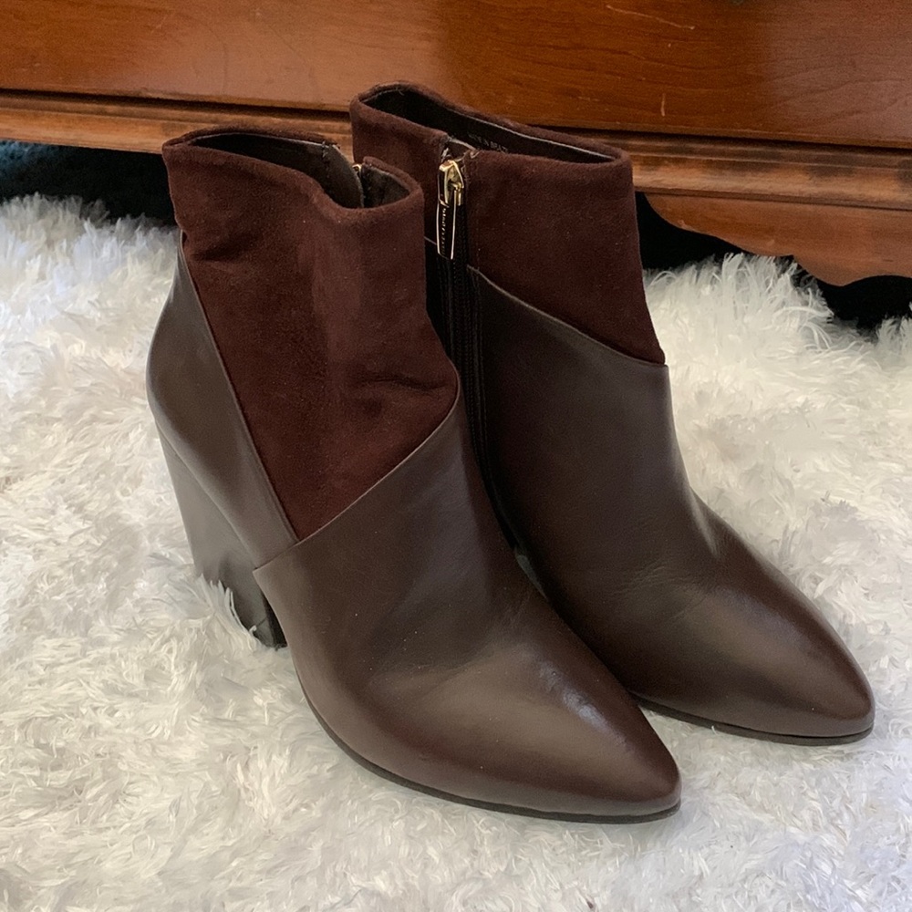 Vince Camuto Brown Leather & Suede Booties